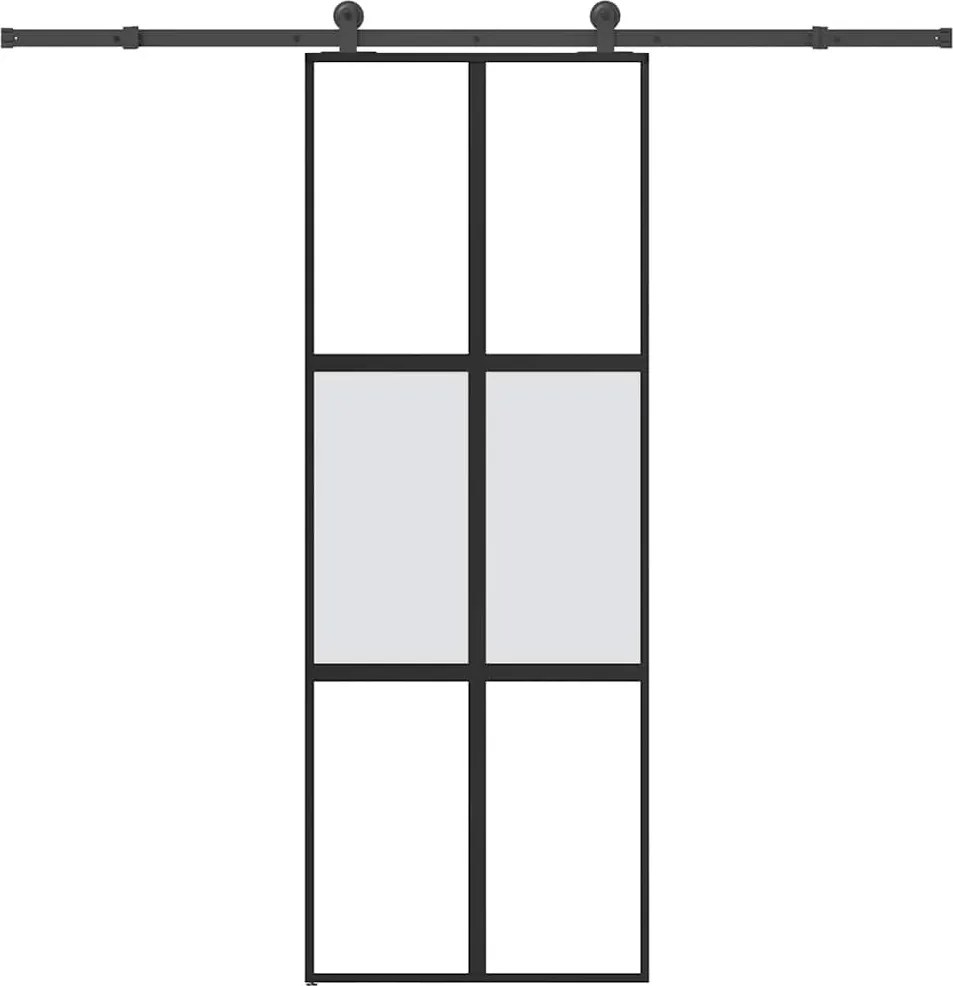 vidaXL tolóajtó vasalatokkal 76x205 cm edzett üveg&Alumínium