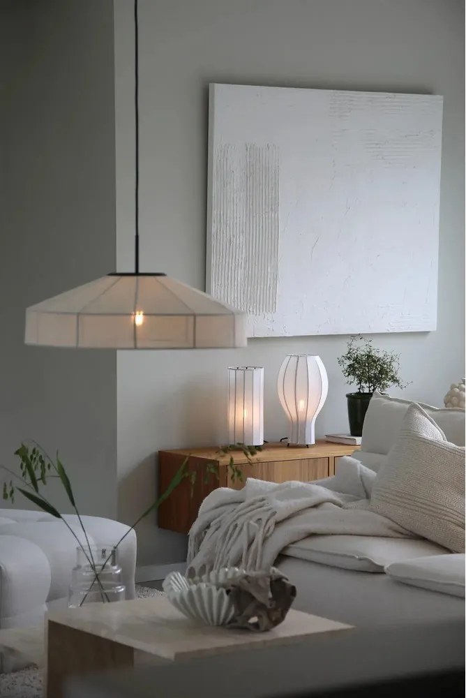 Fekete-fehér asztali lámpa textil búrával (magasság 31,5 cm) Hikari – Markslöjd