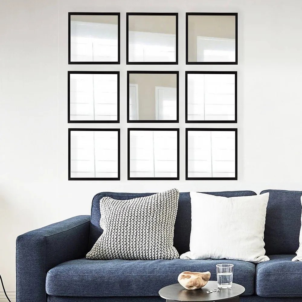 Fali tükör szett 9 db-os 24x24 cm – Wallity