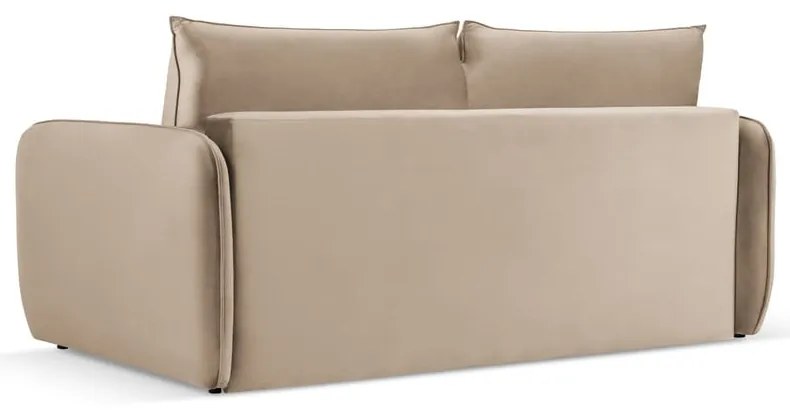Bézs bársony kinyitható kanapé 194 cm Vienna – Cosmopolitan Design