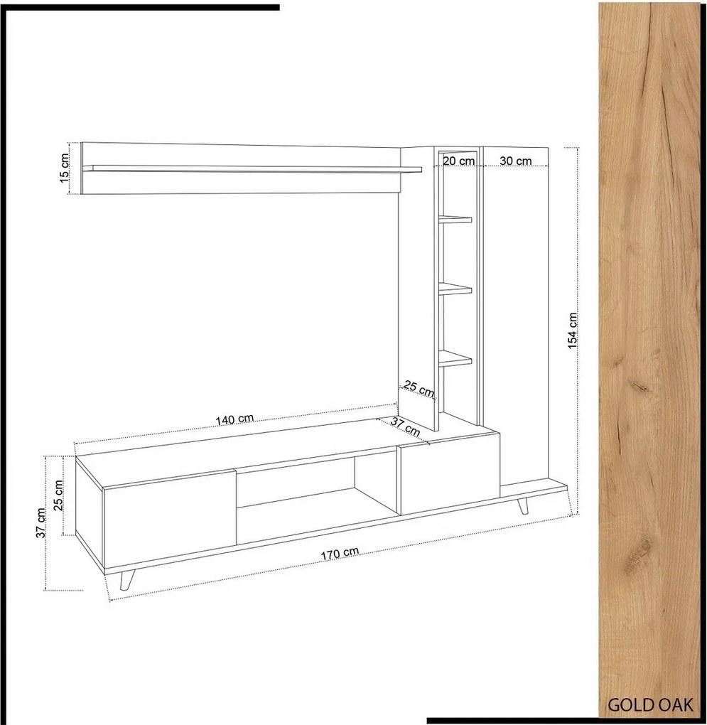 Rambuty Oak and White TV-állvány