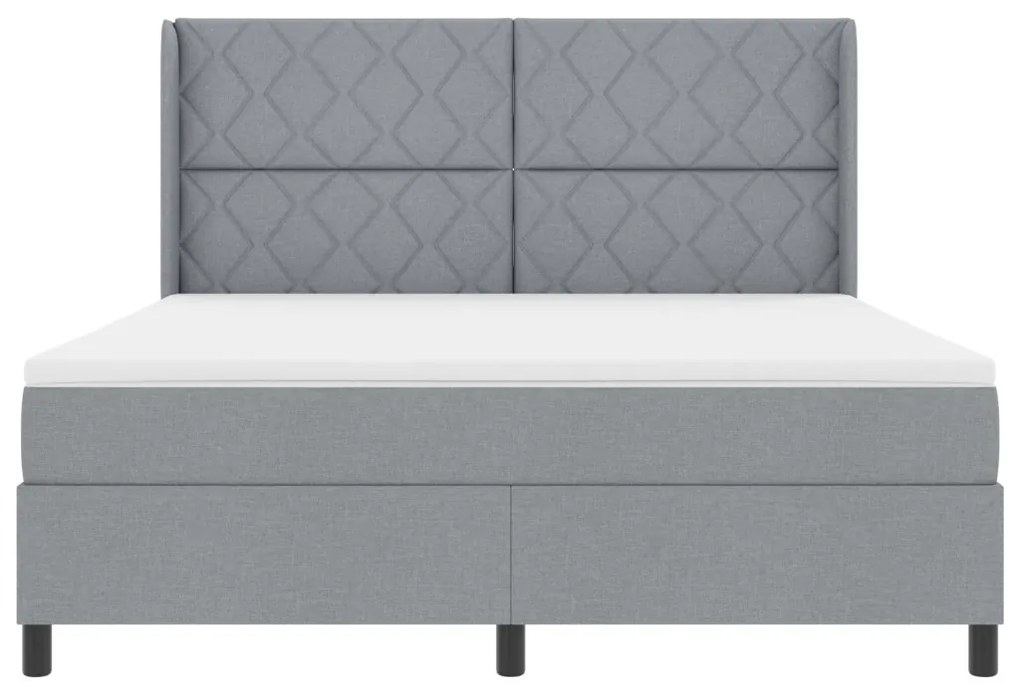 Boxspring Ágy Matrac S-LED Fénnyel Szürke 180x200 cm Szövet