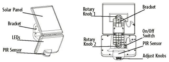 LED napelemes fali lámpa szenzorral LED/12W/3,7V 4000 mAh IP54