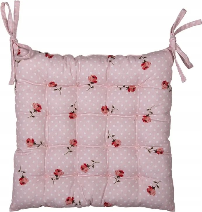Rózsaszín pamut ülőpárna Dotty Rose töltettel 40x40x4