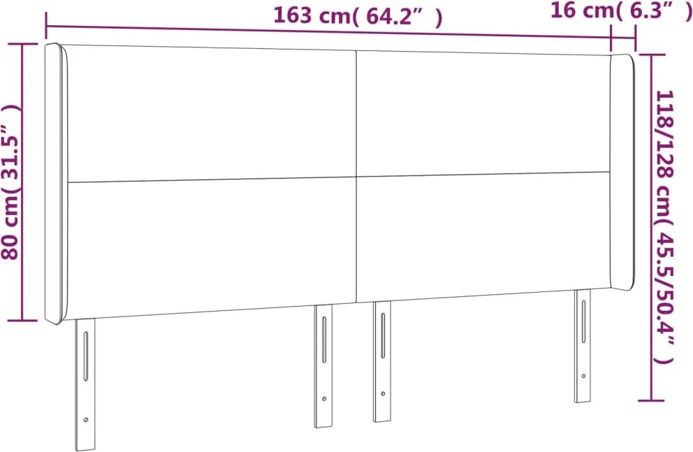 krémszínű műbőr fejtámla szárnyakkal 163x16x118/128 cm