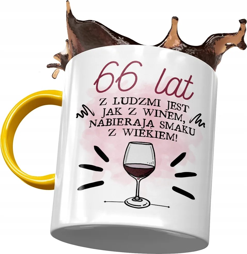 Sárga Bögre Születésnapra 66 66-es 66-os Ajándék Nyomtatott Fotóval