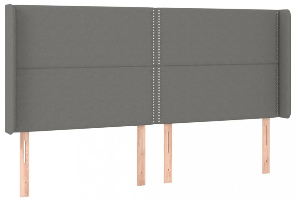 sötétszürke szövet fejtámla szárnyakkal 203x16x118/128 cm
