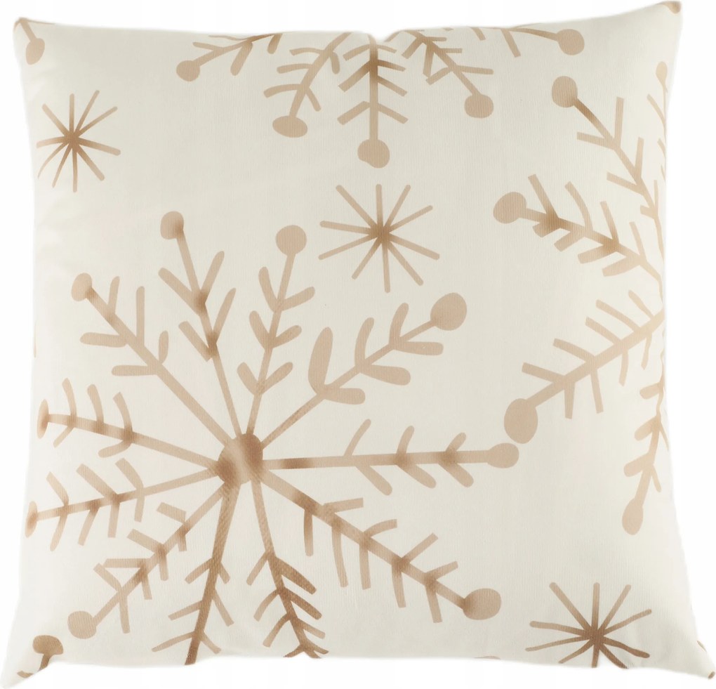 Krémszínű párnahuzat hópehely hópehely motívummal, téli párnahuzat