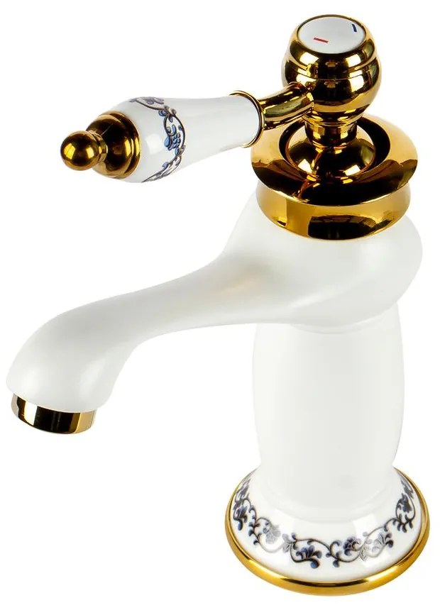 Izmir White & Gold retro mosdó csaptelep