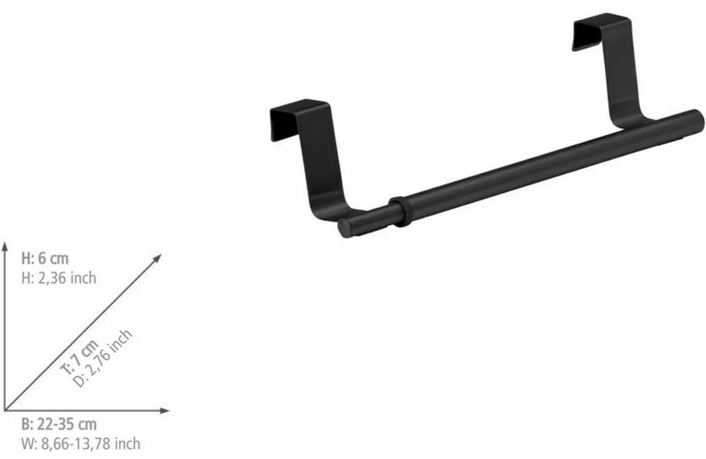 Wenko állítható törülközőtartó 22-35 cm, fekete, S