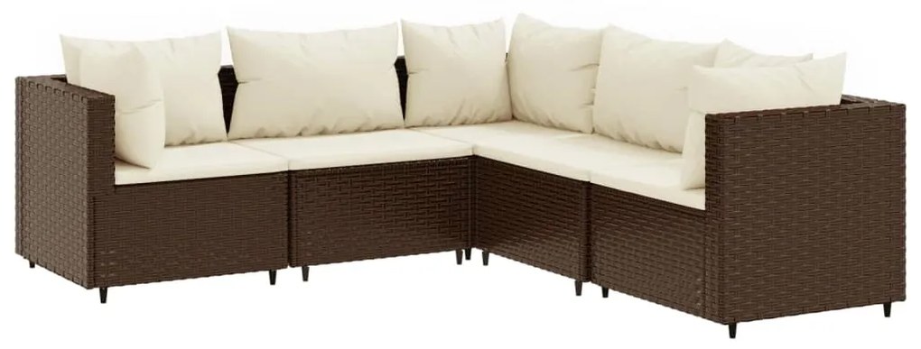5 részes barna polyrattan kerti ülőgarnitúra párnákkal