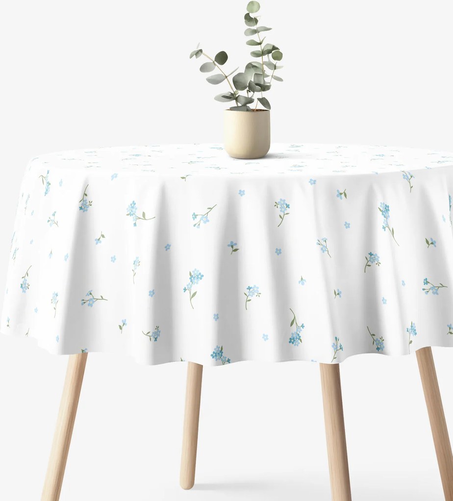 Goldea kör alakú pamut terítő - nefelejcsek Ø 160 cm