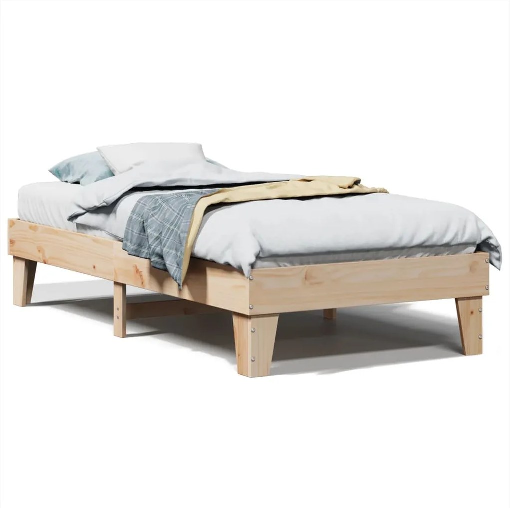 vidaXL tömör fenyőfa ágy matrac nélkül 100 x 200 cm