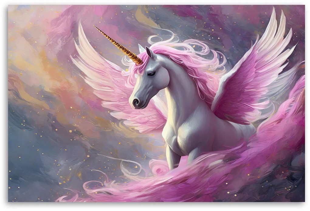 Gario Vászonkép Rózsaszín egyszarvú Méret: 90 x 60 cm