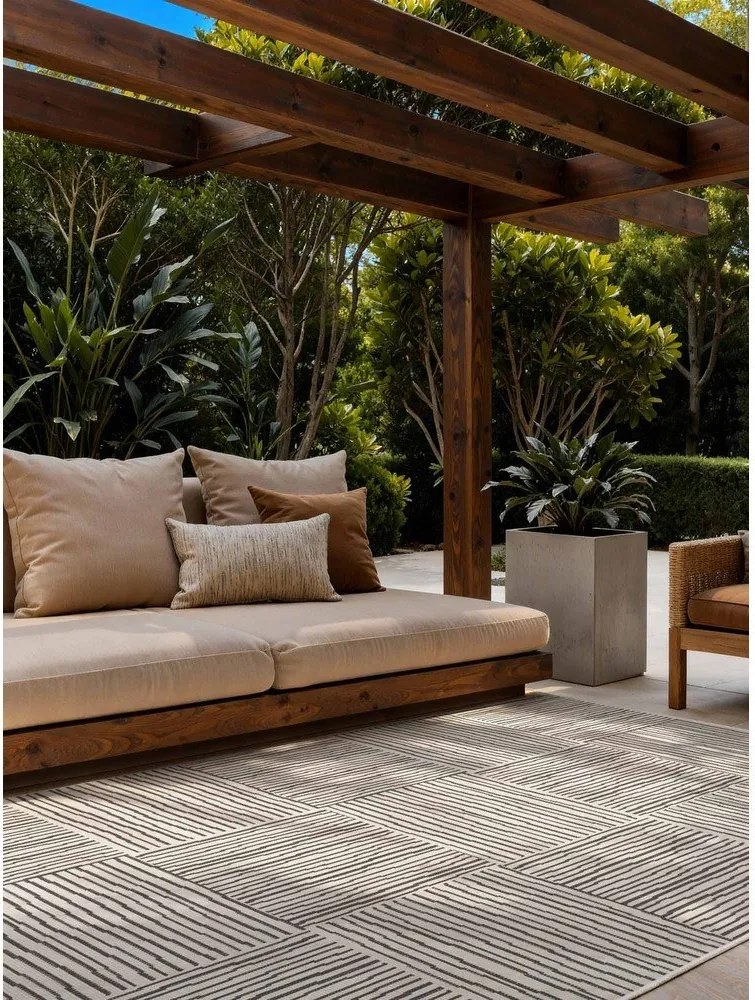 Fekete-krémszínű kültéri-beltéri szőnyeg 160x230 cm Haringey Nightingale – Ted Baker