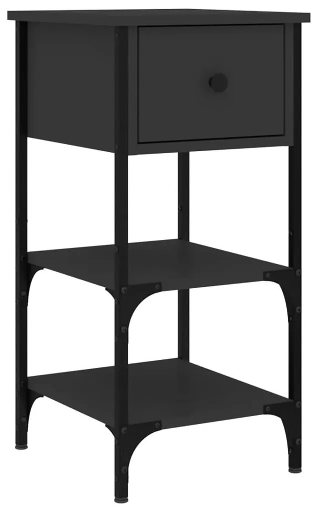 2 db fekete szerelt fa éjjeliszekrény 34x36x70 cm