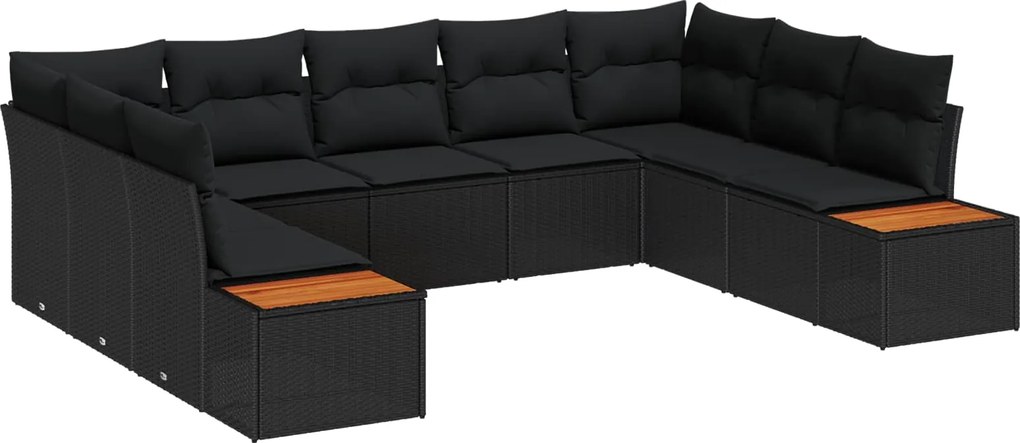 vidaXL Kerti Kanapé Szett párnával tárolóval 5 pcs Fekete Polyrattan