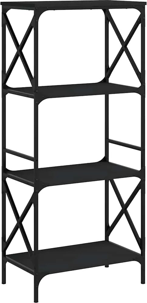 vidaXL 4 szintes fekete szerelt fa könyvespolc 59 x 35 x 132 cm