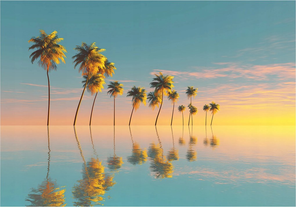 Fotótapéta Pálmafák Tengerpart Tájkép Természet Falra Hálószoba Nappali 150x105