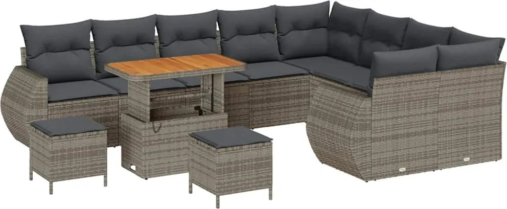 vidaXL Kerti Kanapé Szett párnával tárolóval 12 pcs Szürke