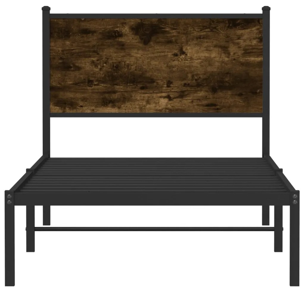füstös tölgy színű fém ágykeret matrac nélkül 80 x 200 cm