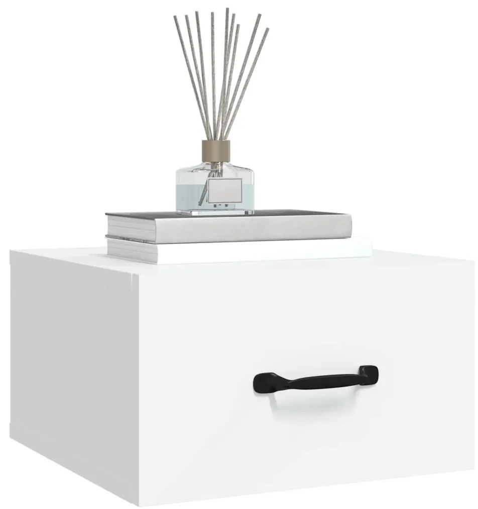 2 db fehér falra szerelhető éjjeliszekrény 35x35x20 cm