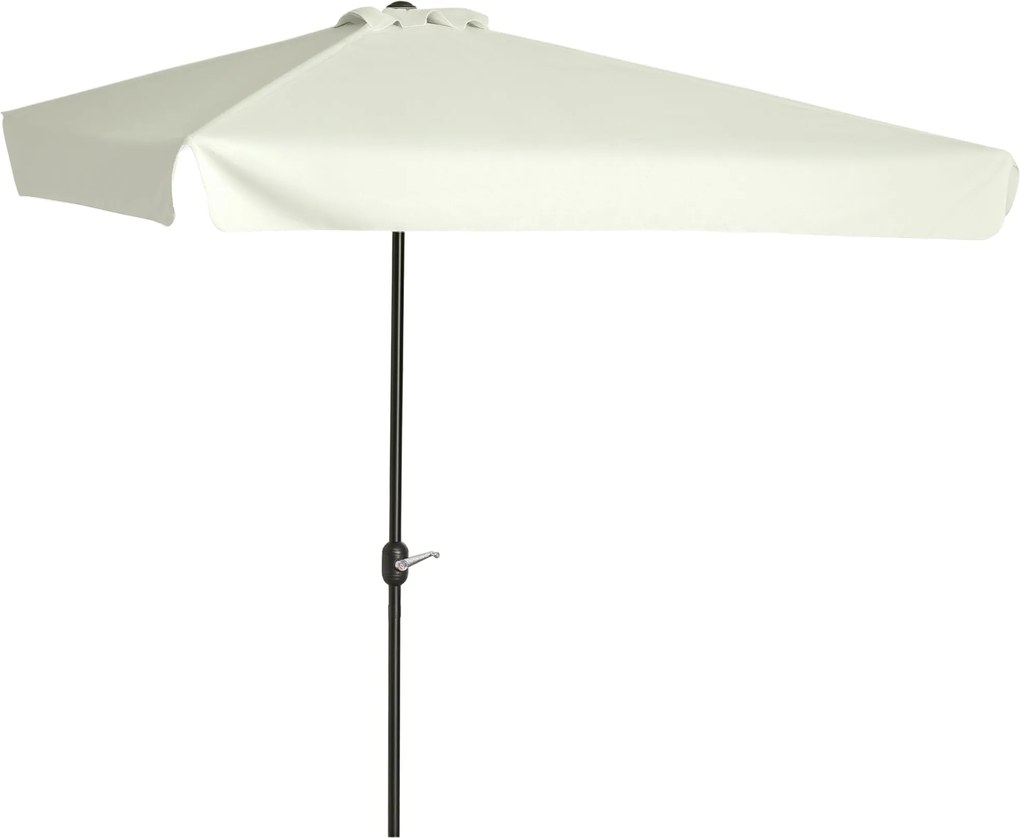 Outsunny Téglalap alakú Napernyő 230x130x249 cm Fali Napernyő Félnapernyő Krémszínű, Kézi Forgatással, UV Védelemmel, Vízálló Teraszra, Erkélyre, Kert