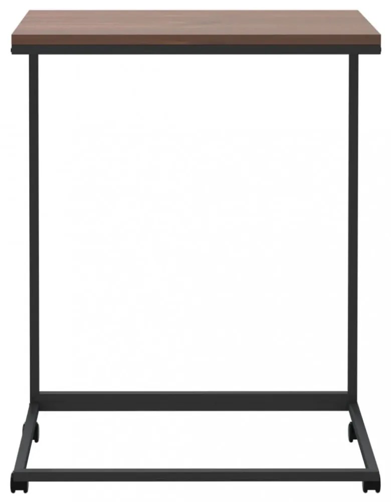 fekete szerelt fa kisasztal kerekekkel 55x35x70 cm