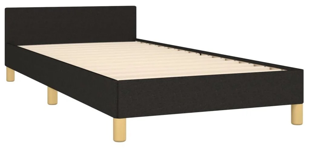 fekete szövet ágykeret matrac nélkül 100x200 cm