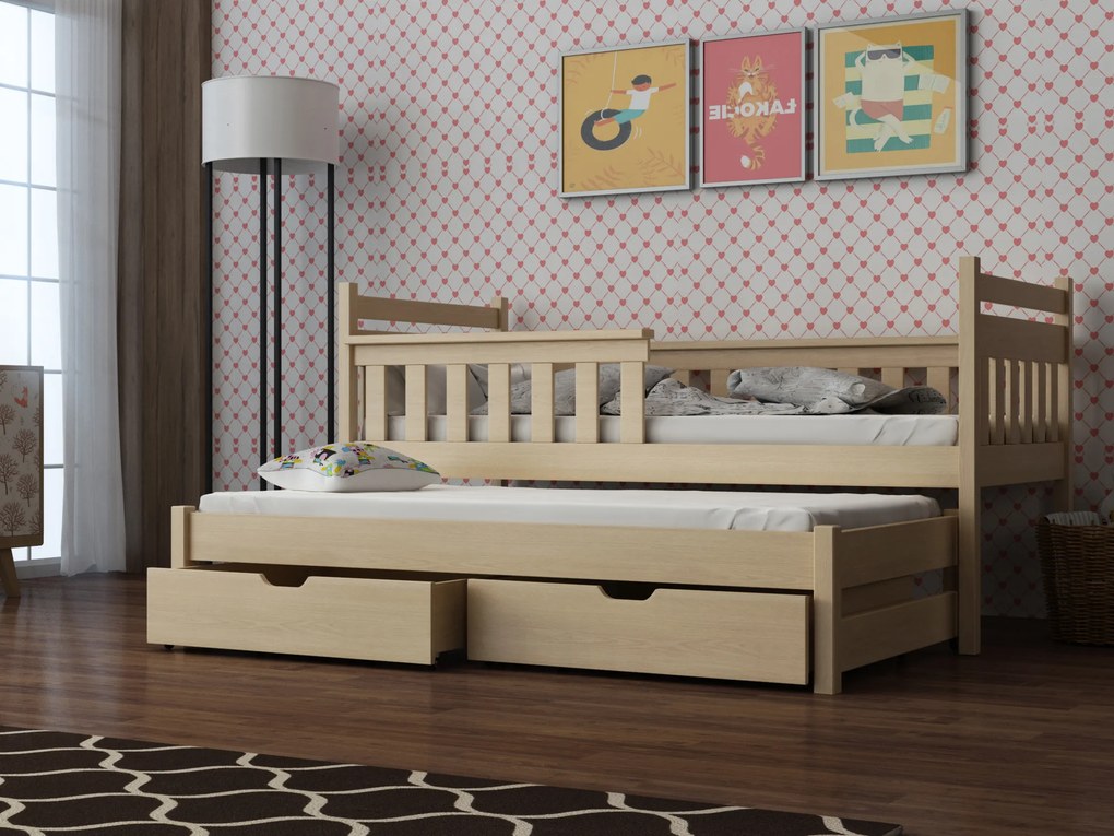 Gyerekágy 90 x 190 cm DORIA (ágyráccsal és tárolóhellyel) (borovi fenyő). Akció -10%. 1013072