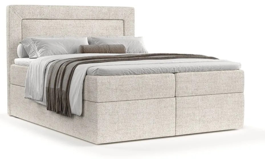 Krémszínű ágyneműtartós boxspring ágy 200x200 cm Imagine – Maison de Rêve
