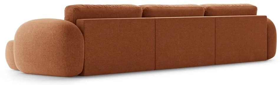 Téglavörös zsenília kinyitható-tárolóhelyes (U alakú) sarokkanapé Tonale – Cosmopolitan Design