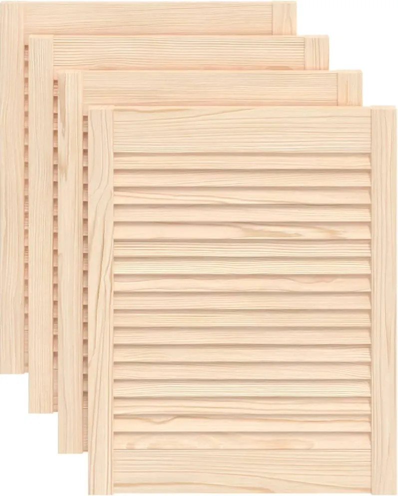 vidaXL 4 db tömör fenyőfa lamellás szekrényajtó 61,5 x 49,4 cm