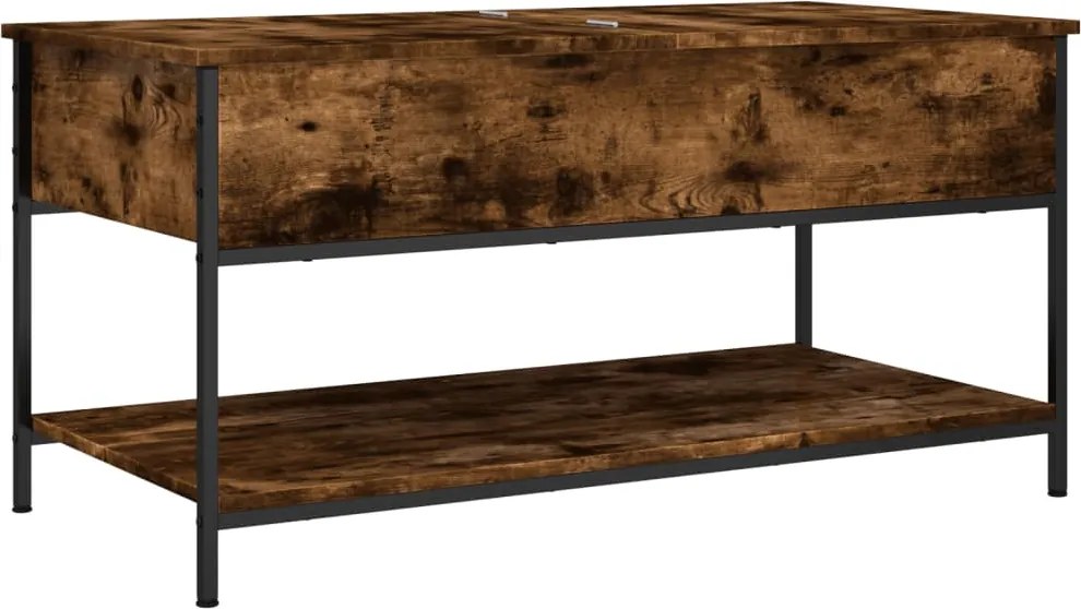 vidaXL füstös tölgy szerelt fa és fém dohányzóasztal 100 x 50 x 50 cm
