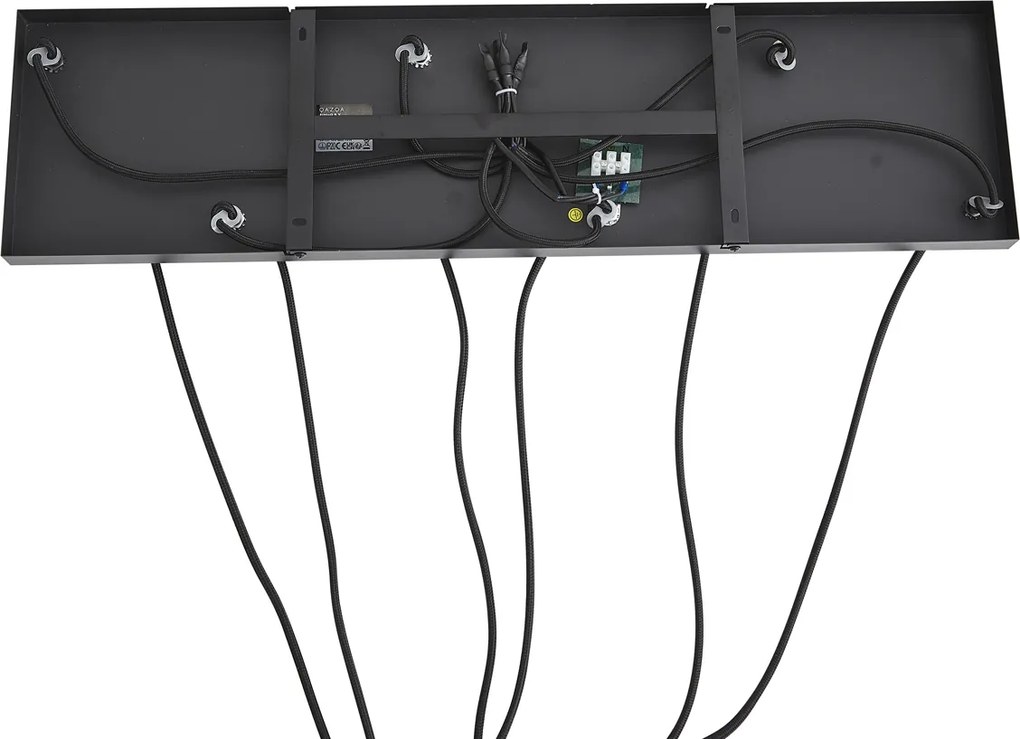 Modern függőlámpa fekete fa és matt szürke üveggel, 6 ágú - Umbra