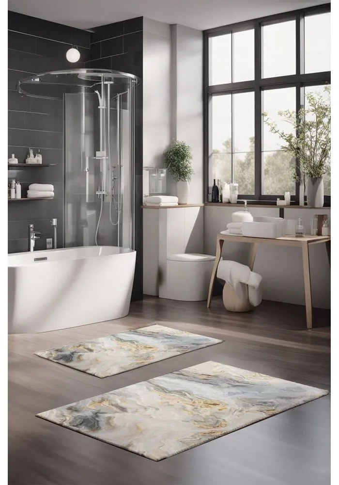 Szürke-bézs fürdőszobai kilépő szett 2 db-os 60x100 cm – Foutastic