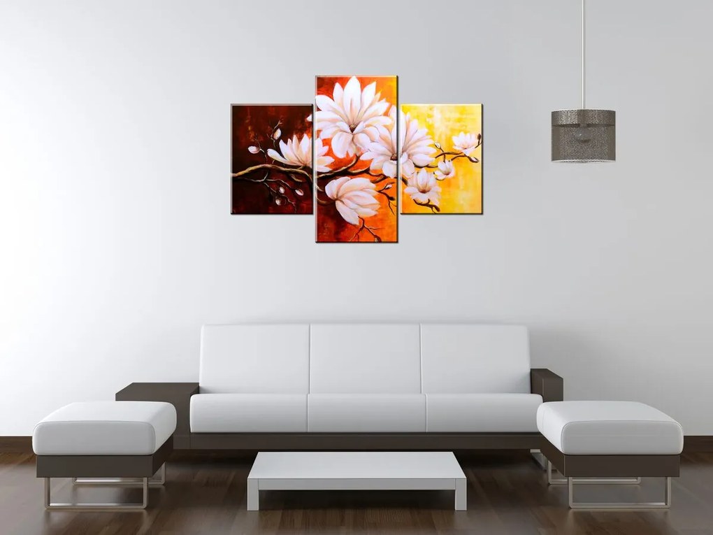 Gario Vászonkép Színes magnóliák - 3 részes Méret: 90 x 70 cm