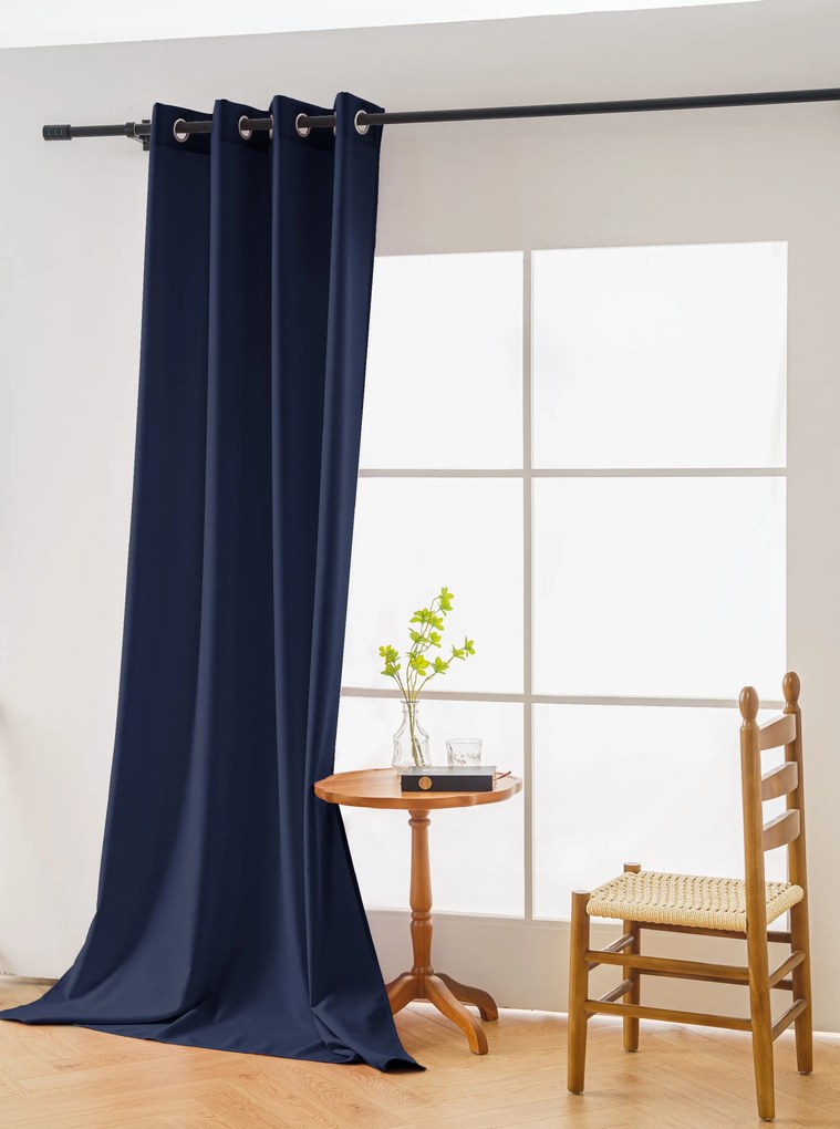 Függöny OXFORD LIGHT 140x250 cm, sötétkék Felfüggesztés: Fém gyűrűk