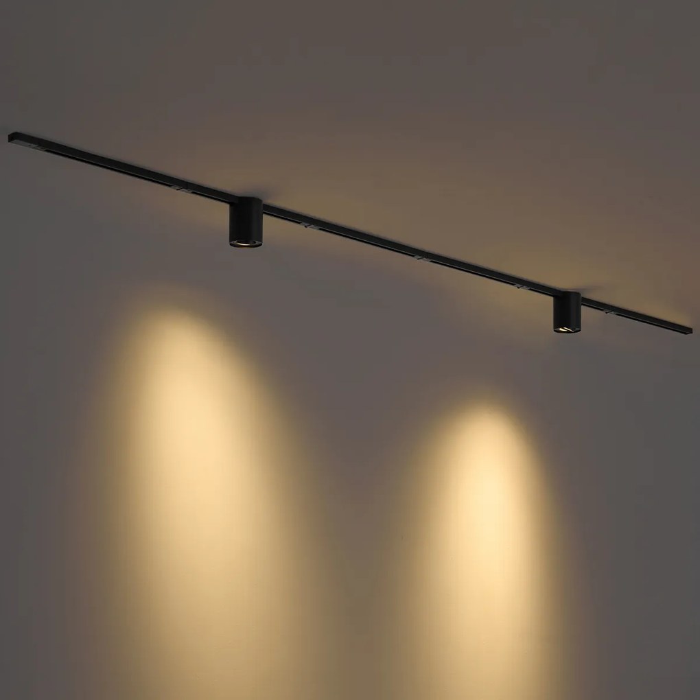 Modern fekete sínrendszer 2 spotlámpával, 1 fázisú - Iconic Rondoo Up
