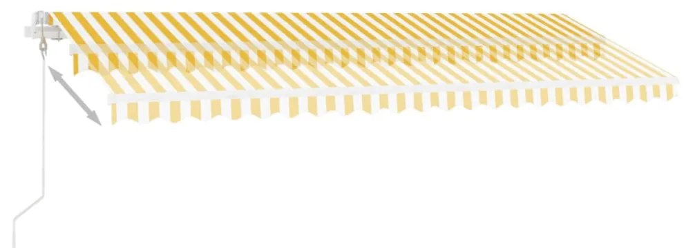 sárga-fehér szélérzékelős és LED-es napellenző 500x300 cm