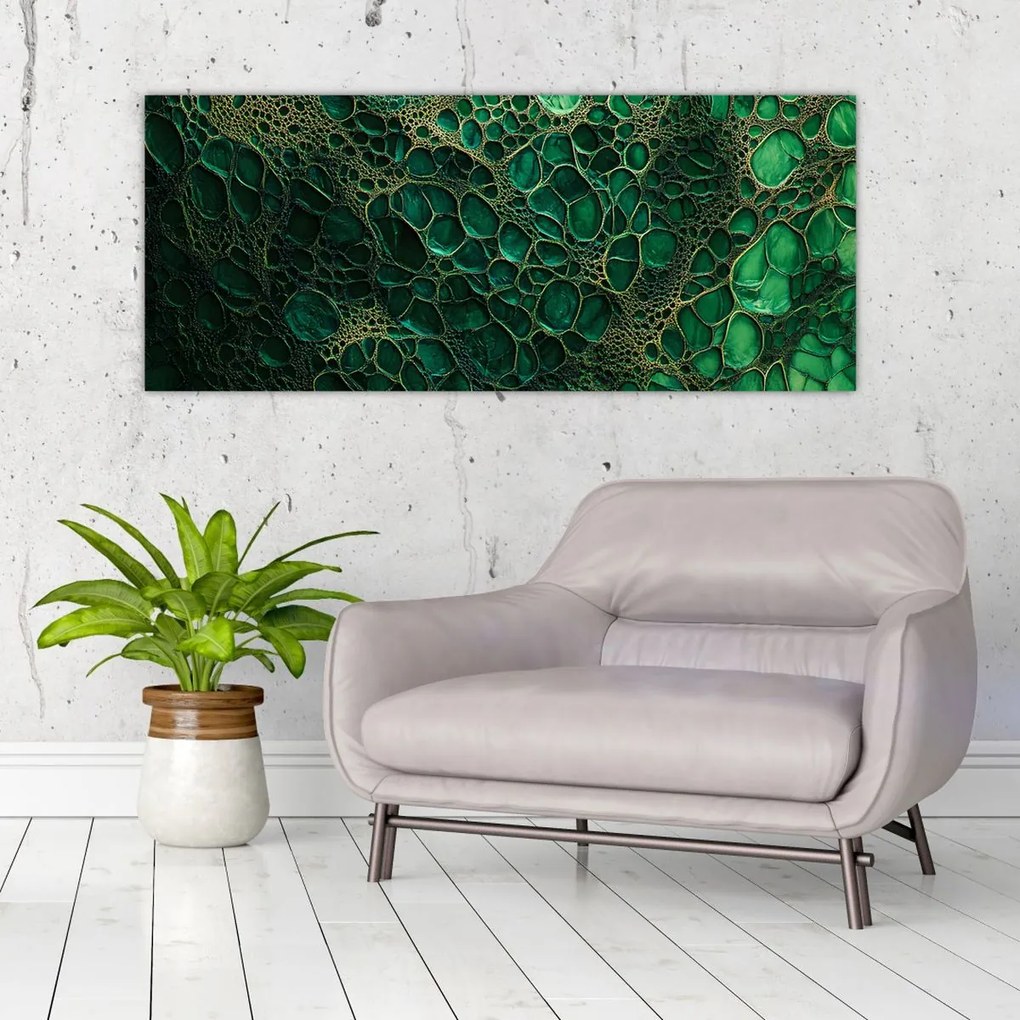 Kép - Zöld mikroszkópos kép (120x50 cm)