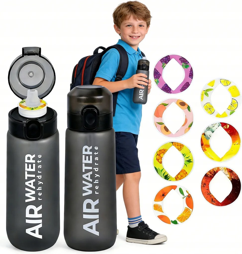 750ml-es szívószálas ízesített vizes palack 7 gyümölcs ízű gyűrű