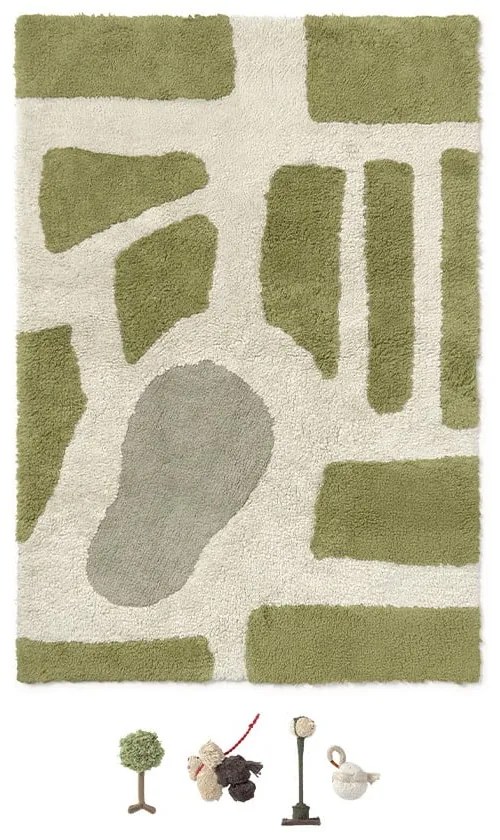 Zöld-krémszínű pamut gyerek játszószőnyeg 90x130 cm Hyde Park – Lorena Canals