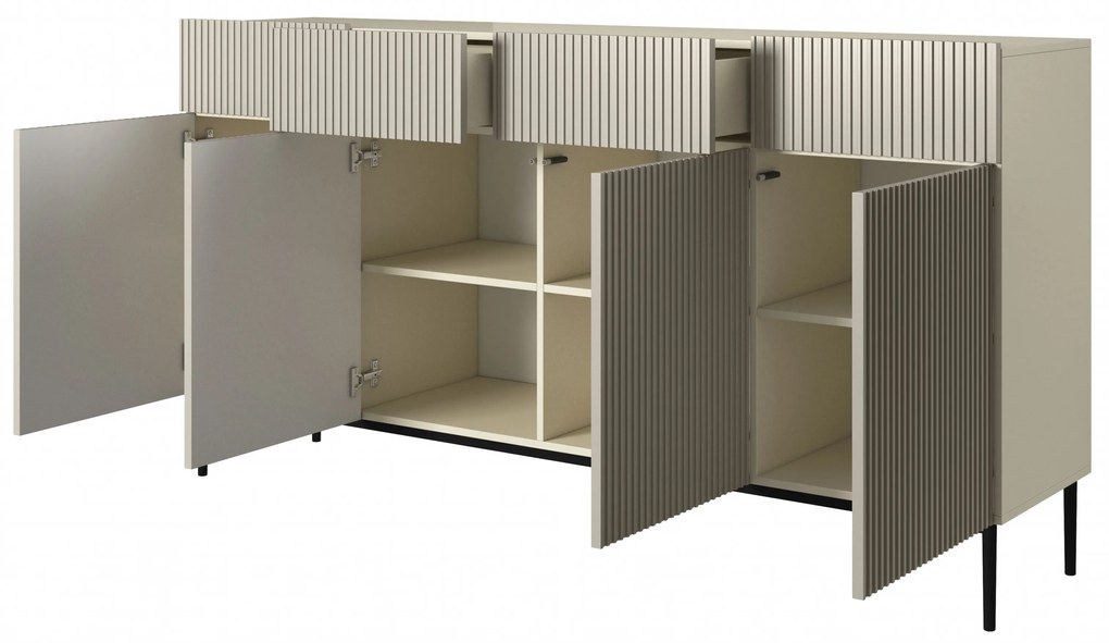 Nicole fiókos komód 200 cm - kasmír / fekete lábak