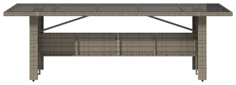 szürke polyrattan üveglapos kerti asztal 240 x 90 x 75 cm