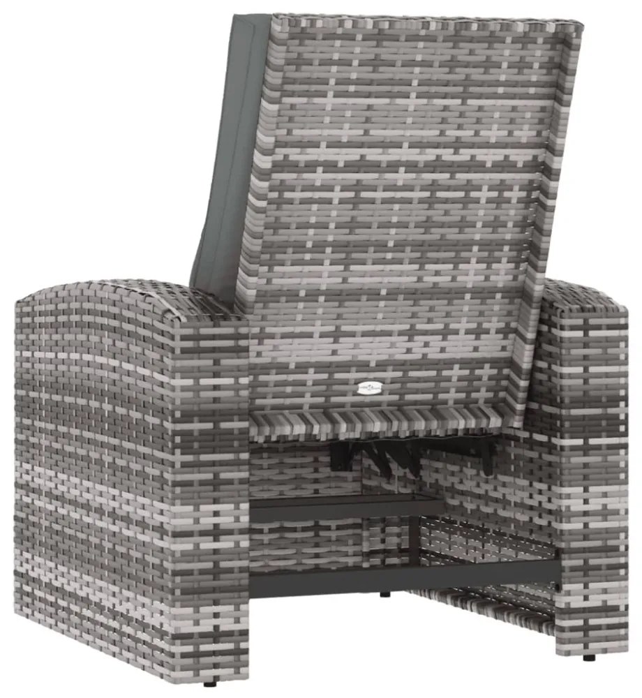 szürke polyrattan dönthető kerti szék párnával