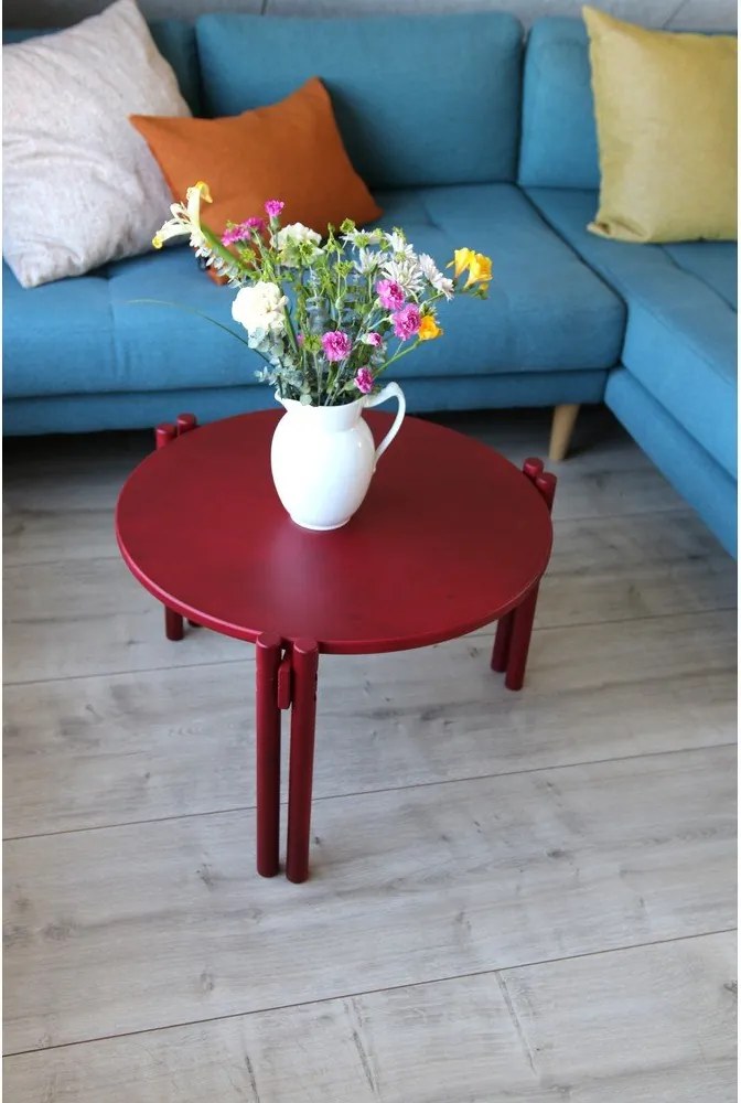 Piros borovi fenyő kerek dohányzóasztal ø 60 cm Sticks – Karup Design