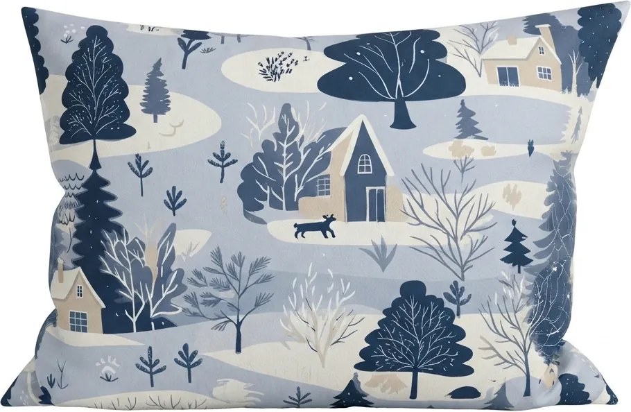 Flanel párnahuzat SNOWY VALLEY 50x70 cm, kék