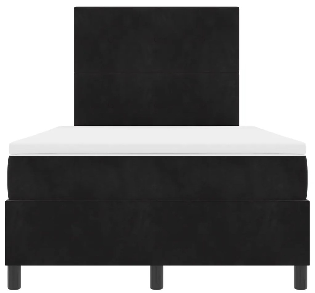 Boxspring Ágy Mattal Fekete Kicsi Dupla Bársony