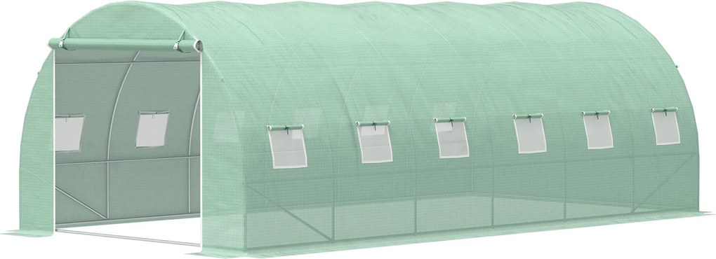 Outsunny Alagút Üvegház 6x3x2 m Kerti Üvegház 12 Ablakkal és Ajtóval Növények, Zöldségek, Virágok Számára | Aosom